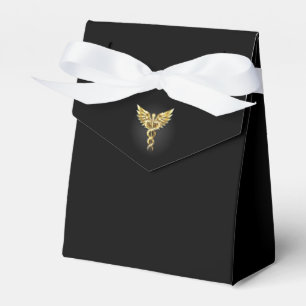 Caja Para Regalos Símbolo caduceo poligonal dorado