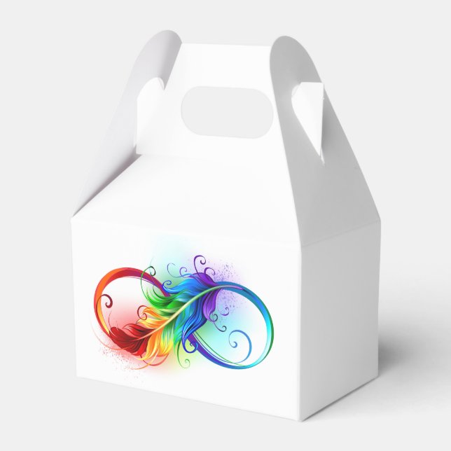 Caja Para Regalos Símbolo infinito con plumas arcoiris (Front Side)