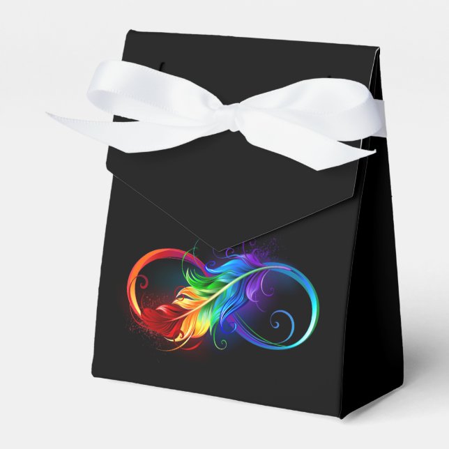 Caja Para Regalos Símbolo infinito con plumas arcoiris (Front Side)