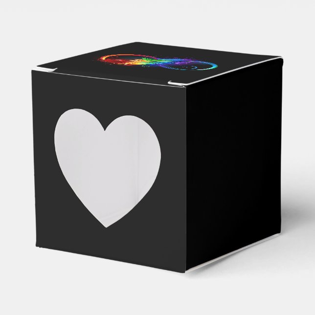 Caja Para Regalos Símbolo infinito con plumas arcoiris (Anverso)