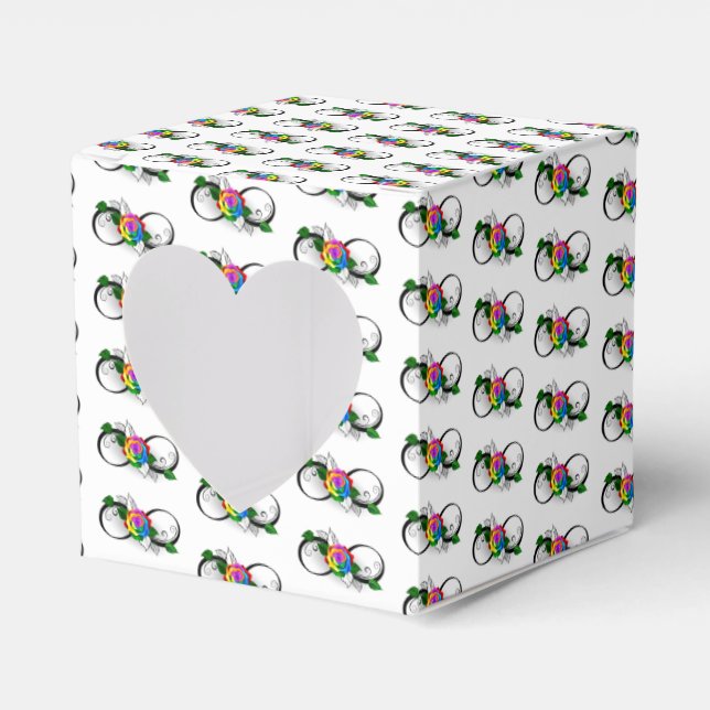 Caja Para Regalos Símbolo infinito con Rosa arcoiris (Anverso)