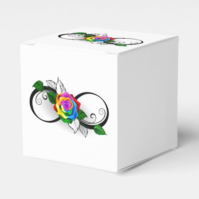 Caja Para Regalos Símbolo infinito con Rosa arcoiris (Costado Anverso)