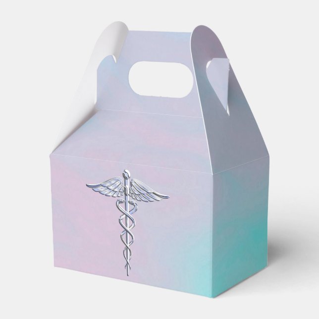 Caja Para Regalos Símbolo médico de Caduceus plateado Madre Perla (Front Side)