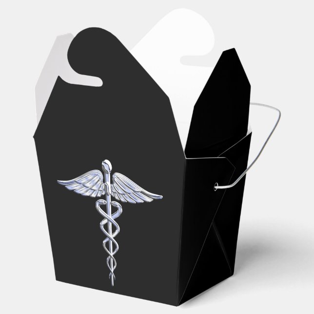 Caja Para Regalos Símbolo médico de Caduceus sobre negro (Abierto)