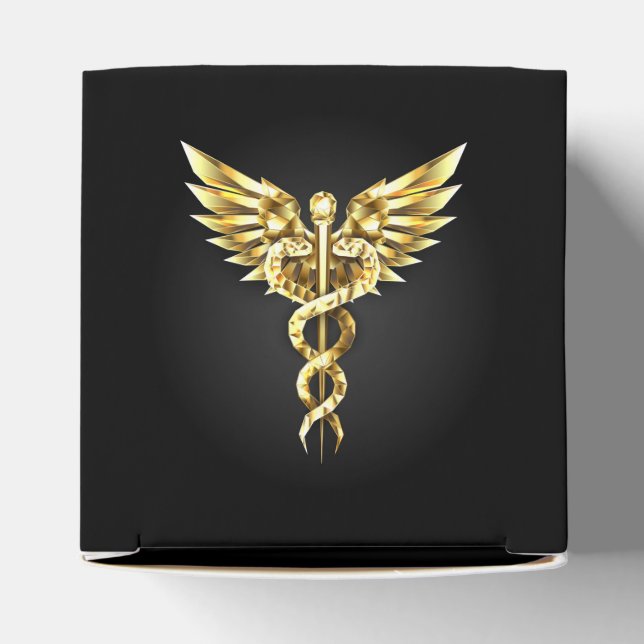 Caja Para Regalos Símbolo poligonal de oro Caduceus (Parte superior)