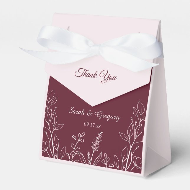 Caja Para Regalos Simple Boho Floral Ruby Wine (Front Side)