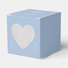 Caja Para Regalos Simple Cruz Floral en el corazón del bautismo azul