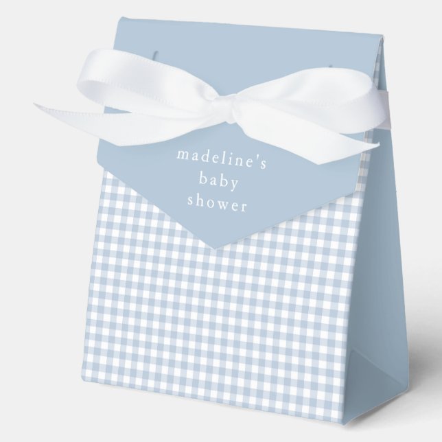 Caja Para Regalos Simple Dusty Blue Gingham Boys Baby Shower (Anverso)