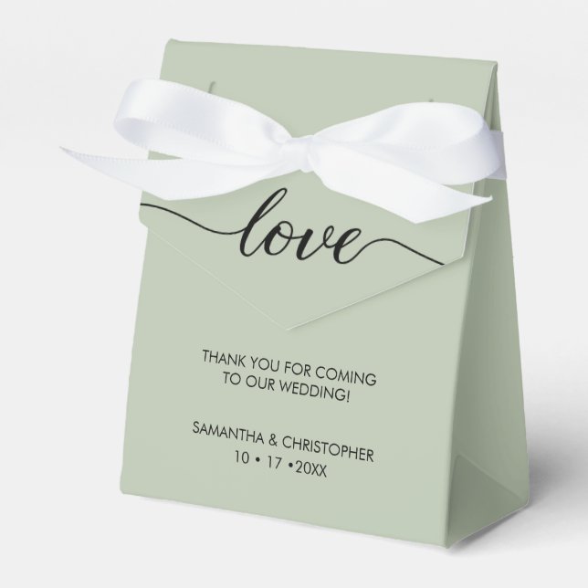 Caja Para Regalos Simple & Elegant Love Wedding ScrIpt Sage green  (Front Side)