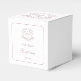 Caja Para Regalos Simple Floral Pink Cross Baptism Cube