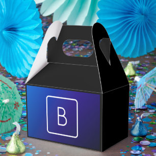 Caja Para Regalos Simple gradiente ombré azul oscuro moderno y monog