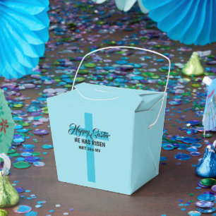 Caja Para Regalos Simple Minimalista Feliz Pascua Cruz Azul Claro