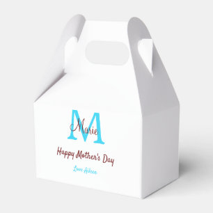 Caja Para Regalos simple mínimo el día de la madre monograma azul no