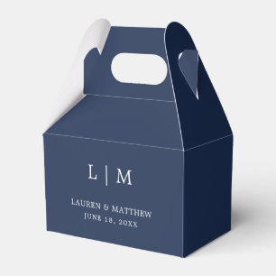 Caja Para Regalos Simple Navy Blue Monograma Elegante Boda