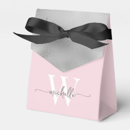 Caja Para Regalos Simple Nombre en Guión con Monograma de Hoja de Pl