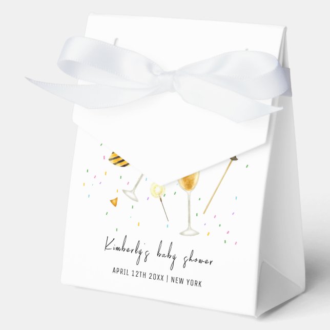 Caja Para Regalos Simple Sip & See Champagne Glass Baby Shower (Anverso)