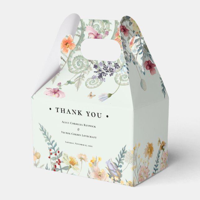 Caja Para Regalos Simple Wildflower Fern Mint Green Boda (Front Side)