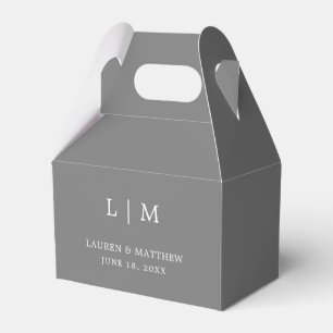 Caja Para Regalos Simple y oscuro Monograma Elegante de Gris