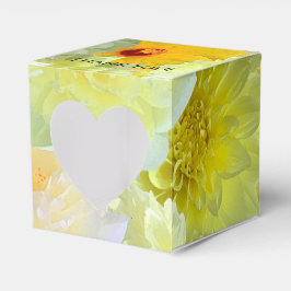 Caja Para Regalos Simple Yellow Floral Watercolor Heart Cutout Cube