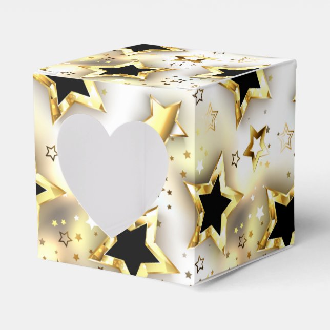Caja Para Regalos Sin inconvenientes de luz con estrellas de oro (Anverso)