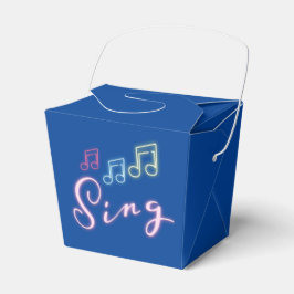 Caja Para Regalos Sing Neon Music Notes sobre el azul