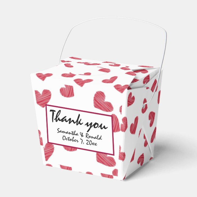 Caja Para Regalos Sketchy Red Heart Wedding Favor Box (Front Side)
