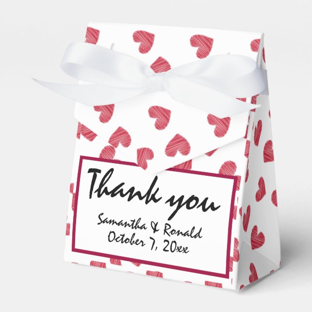 Caja Para Regalos Sketchy Red Heart Wedding Favor Box (Front Side)