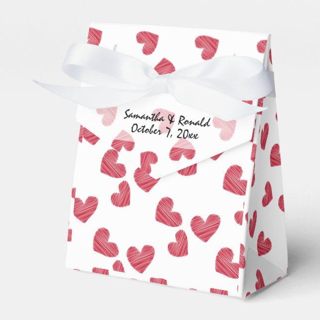 Caja Para Regalos Sketchy Red Heart Wedding Favor Box (Front Side)