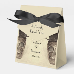 Caja Para Regalos Skull Gay Mr. Y Mr. Vintage Retro Sepia Boda