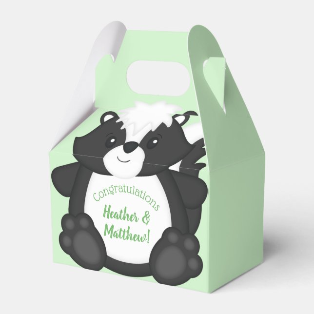 Caja Para Regalos Skunk Baby Shower Green (Front Side)