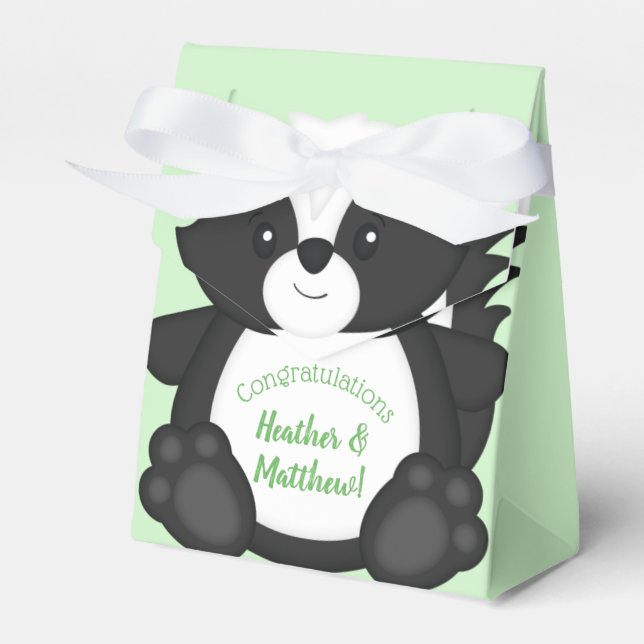 Caja Para Regalos Skunk Baby Shower Green (Front Side)
