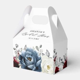 Caja Para Regalos Slate Blue Burgundy White Ivory Boho Bridal Shower