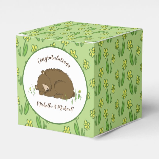 Caja Para Regalos Sleeping Bear Baby Shower Woodland (Costado Anverso)