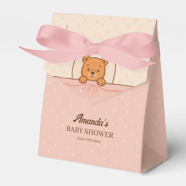 Caja Para Regalos Sleepy Teddy Bear Light Baby Shower Rosa (Front Side)