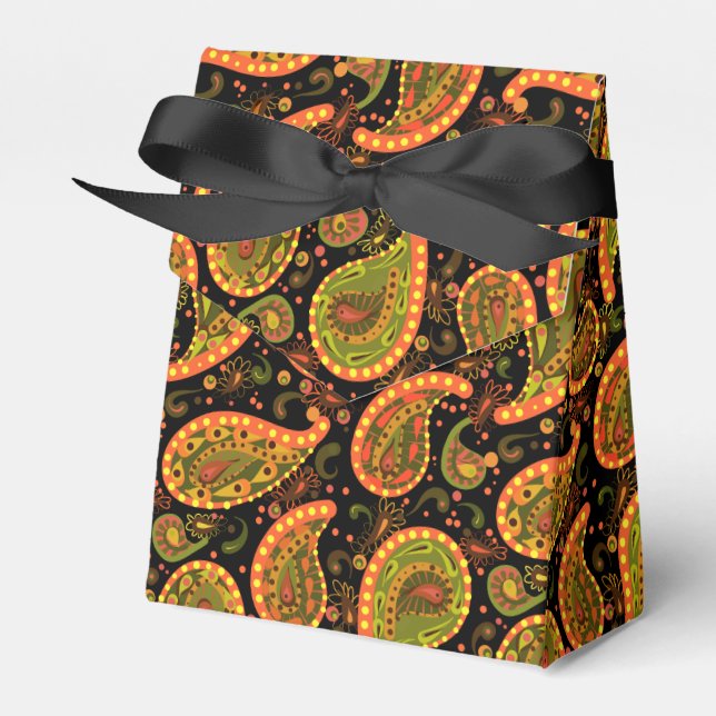 Caja Para Regalos Snazzy Gold y Black Paisley (Front Side)
