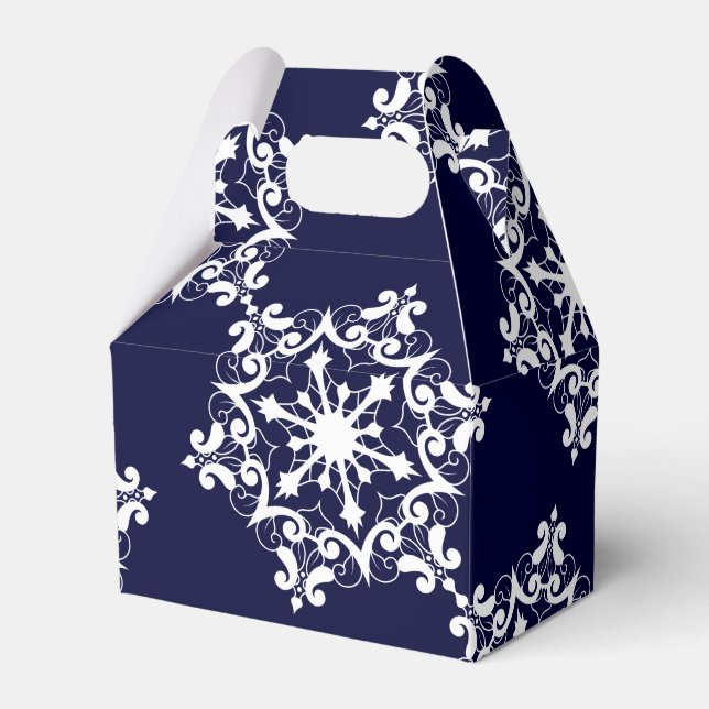 Caja Para Regalos Snowflake En Azul Oscuro (Front Side)