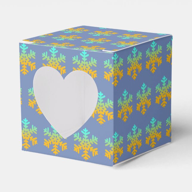 Caja Para Regalos Snowflakes Blue Bckground Box (Anverso)