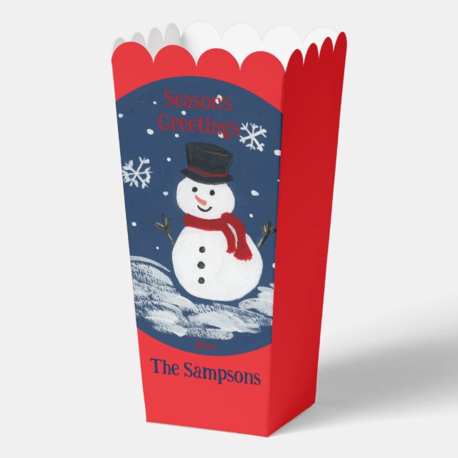 Caja Para Regalos Snowman Red PERSONALIZA Cookie Popcorn Box (Anverso)