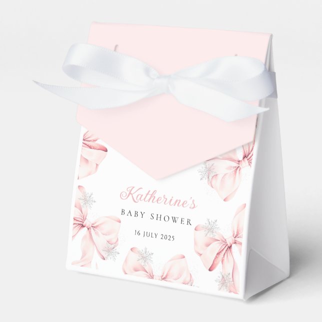 Caja Para Regalos Snowy Pink Bow Baby Shower (Front Side)