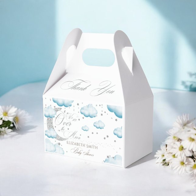 Caja Para Regalos Sobre el Baby Shower de Moon Silver Blue Boy (Subido por el creador)