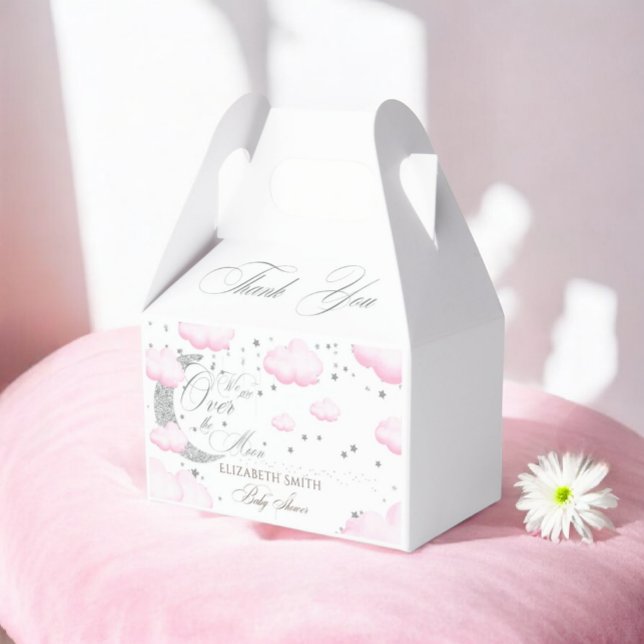 Caja Para Regalos Sobre la luna Chica rosado Baby Shower (Subido por el creador)