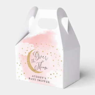 Caja Para Regalos Sobre la luna de oro estrellas rosadas Baby Shower