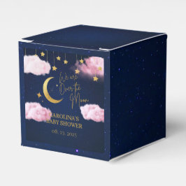 Caja Para Regalos Sobre la luna estrellas ducha bebé rosa