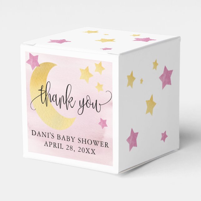 Caja Para Regalos Sobre la luna, la luna rosada de Baby Shower se qu (Costado Anverso)