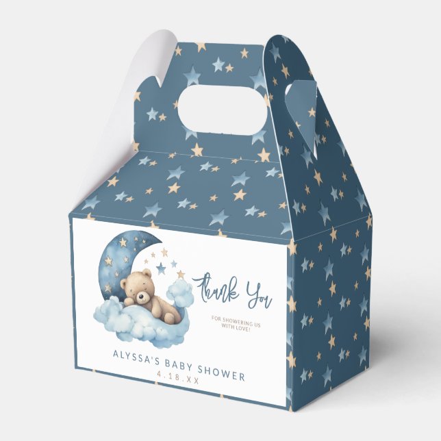 Caja Para Regalos Sobre la luna Oso Teddy Baby Shower (Reverso)