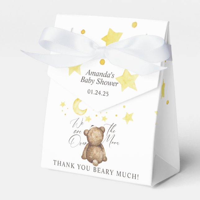 Caja Para Regalos Sobre la luna Teddy Bear Baby Shower (Front Side)