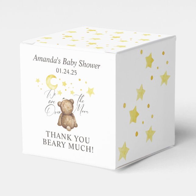 Caja Para Regalos Sobre la luna Teddy Bear Baby Shower (Costado Anverso)