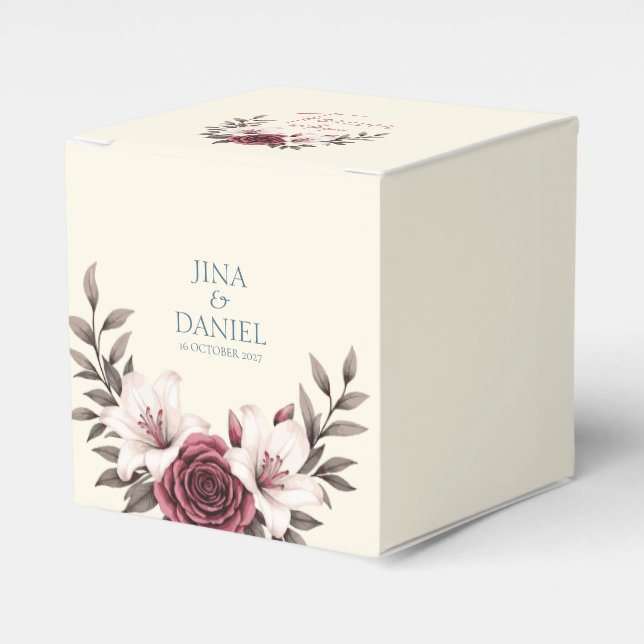 Caja Para Regalos Sofisticada Suite MicroBoda Floral (Rosa) (Costado Anverso)