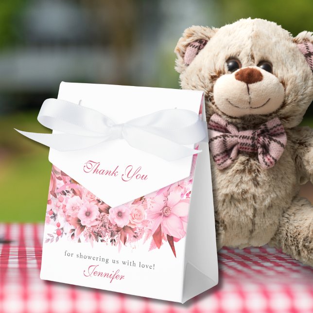 Caja Para Regalos Soft Floral Rubor Teddy Bear Baby Shower (Subido por el creador)