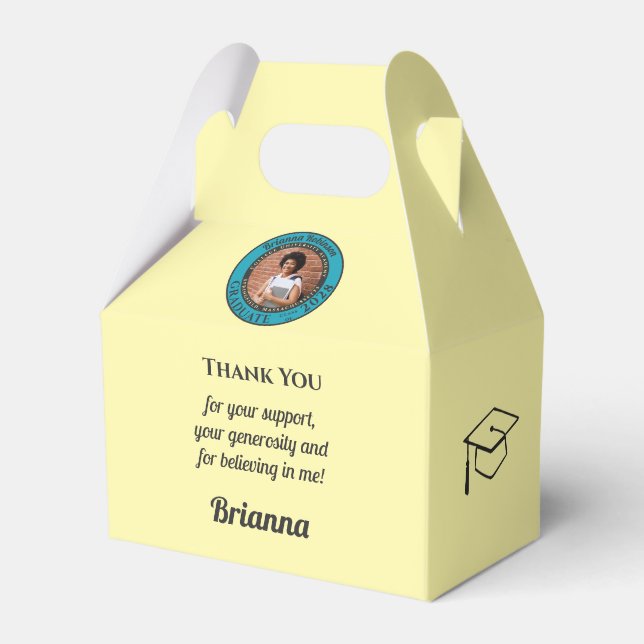 Caja Para Regalos Soft Yellow Modern Graduation Photo Thank You (Front Side)